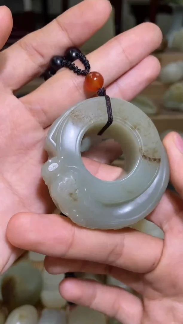 未镶嵌和田玉把件新疆和田玉龙凤呈祥扳指手把件