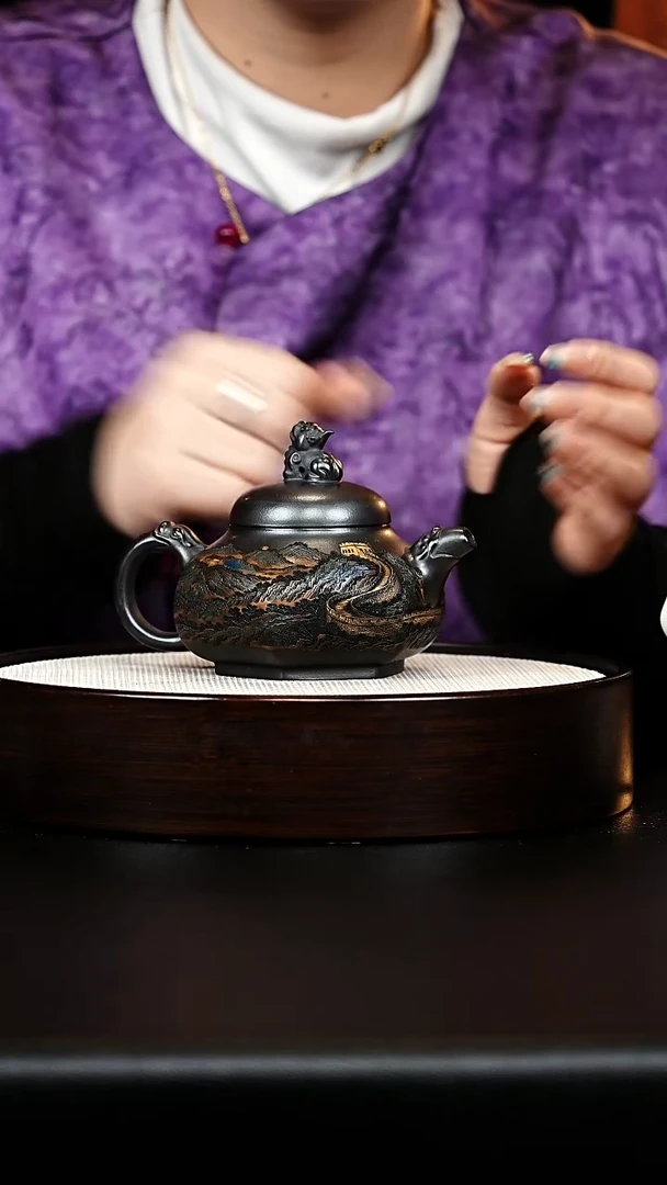 茶壶紫砂六方龙韵
