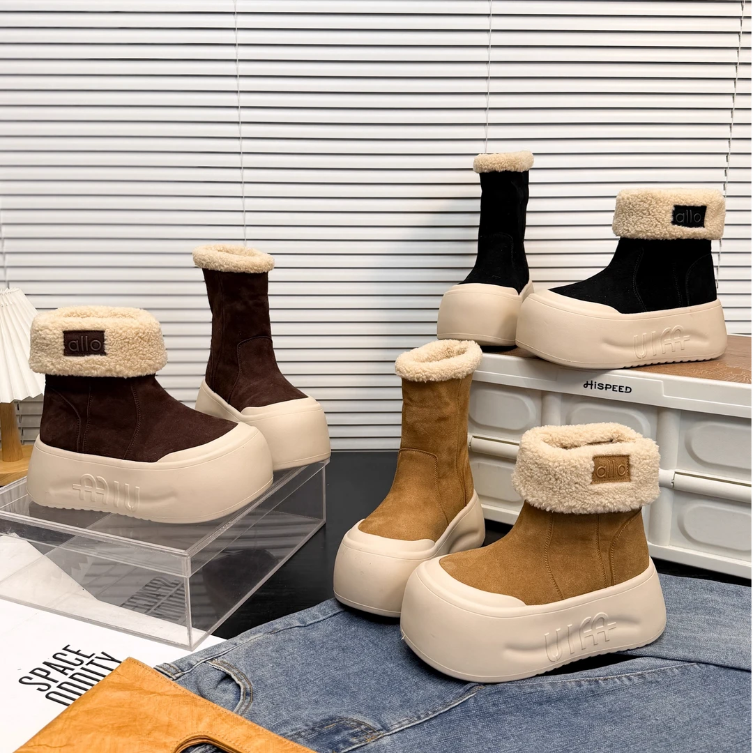 【燕】时尚雪地靴女加绒加厚中筒两穿靴子冬季新款厚底防滑保暖