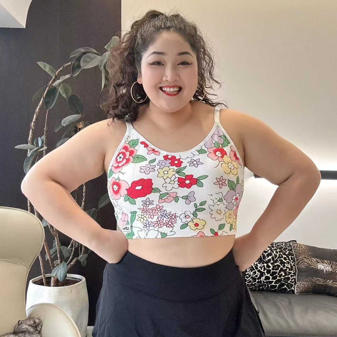 励志女孩大码运动速干一体罩杯运动背心WX-38