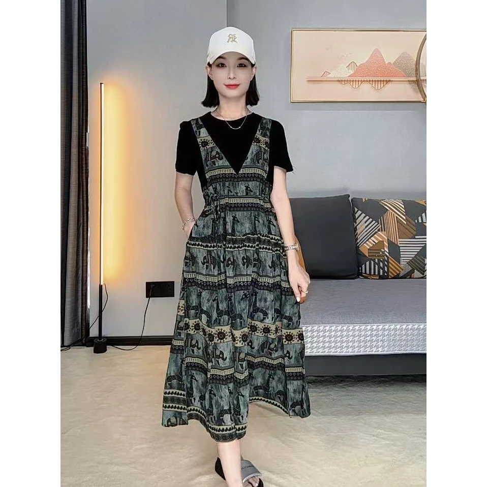 夏季圆领设计时尚百搭连衣裙宽松显瘦上衣