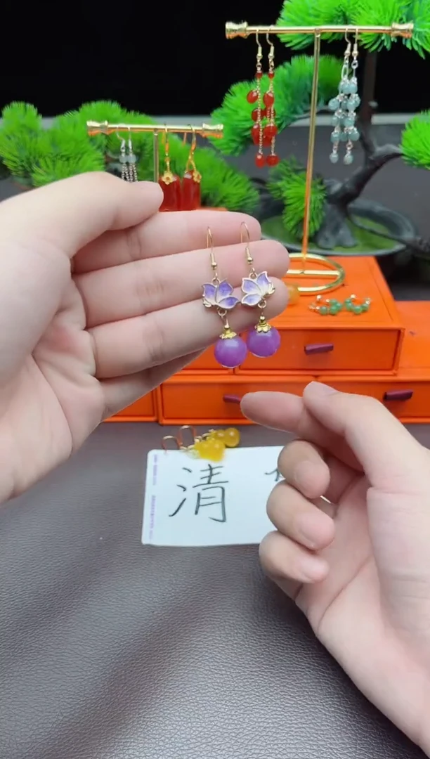 玛瑙/玉髓耳饰银S925镶嵌421