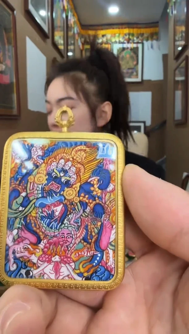 吊坠黑财神-热贡纯手绘唐卡