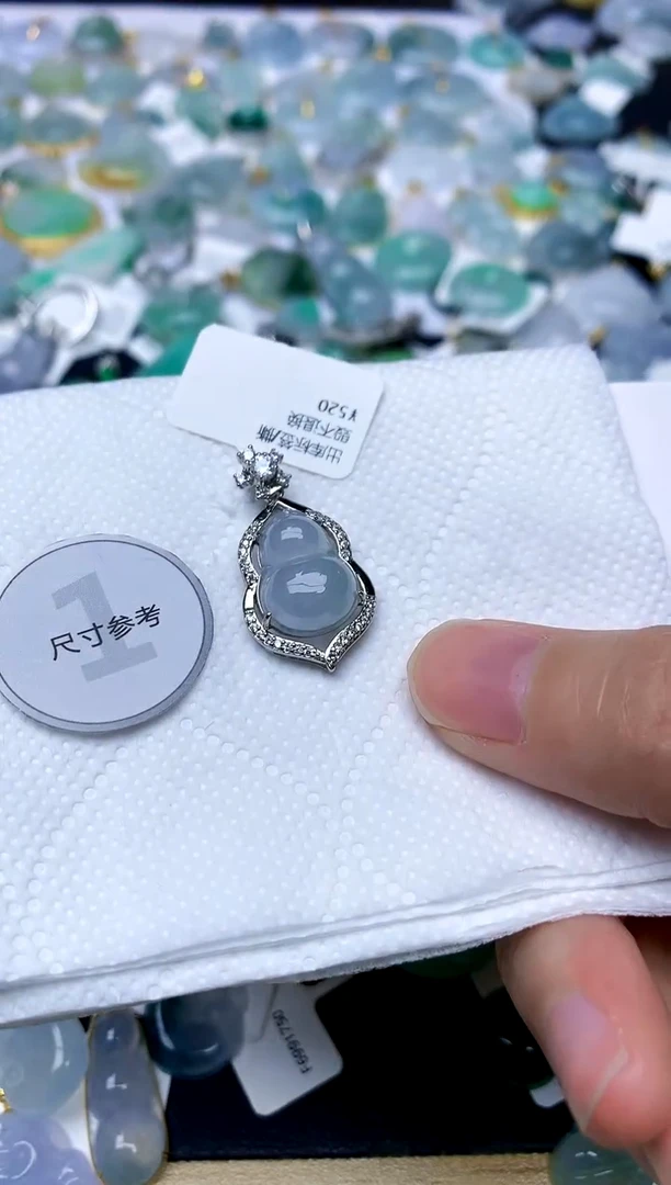 颈饰银S925镶嵌翡翠天然A货翡翠