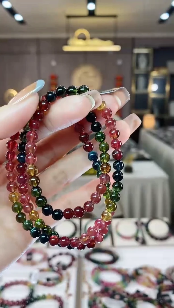 【闪购商品】碧玺三圈手串5mm+未镶嵌一物一证dan