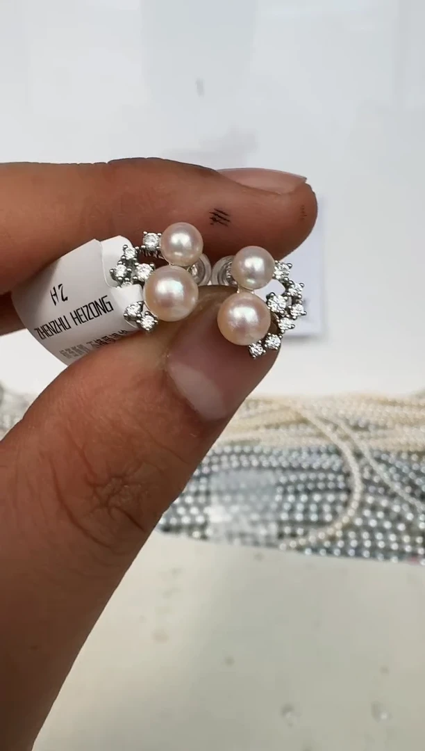 银S925镶嵌耳饰海水珍珠耳钉