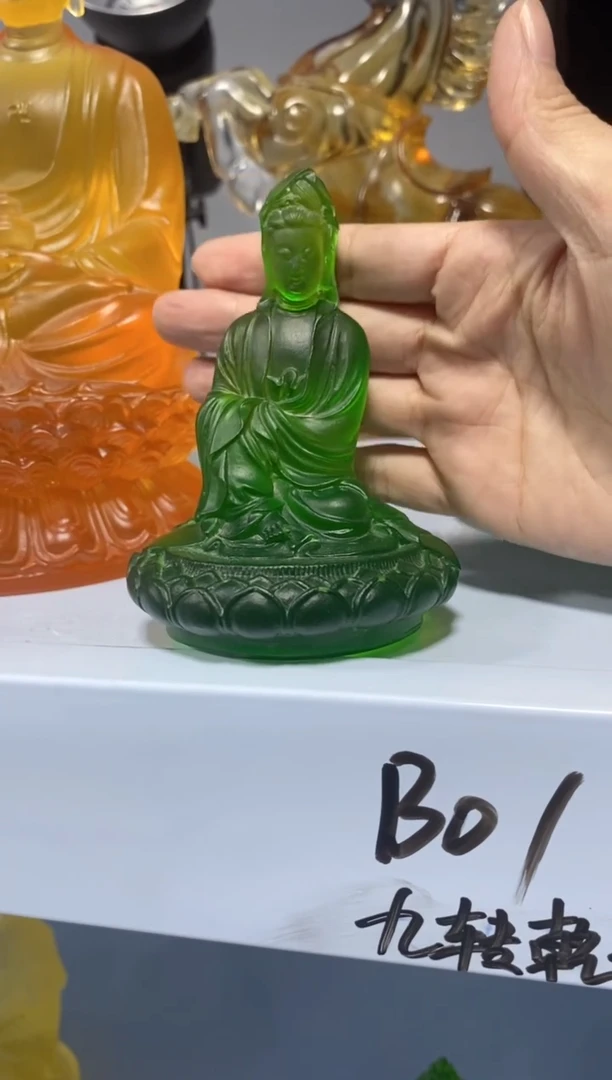 手工艺品琉璃绿色观音