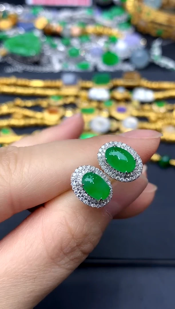 18K金镶嵌翡翠耳饰329-中国好珍宝