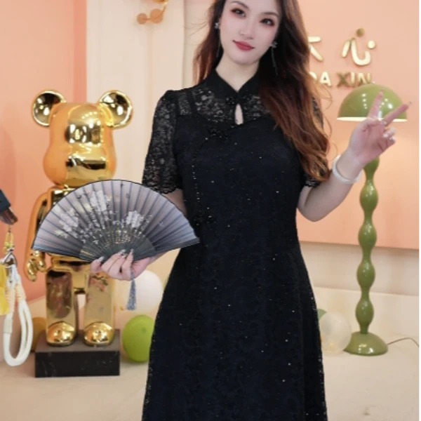 【胖大心】大码女装夏季洋气优雅气质新中式旗袍连衣裙268789996