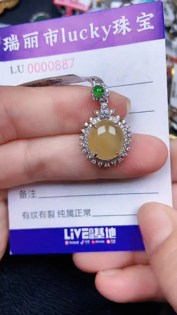 颈饰银S925镶嵌翡翠0887