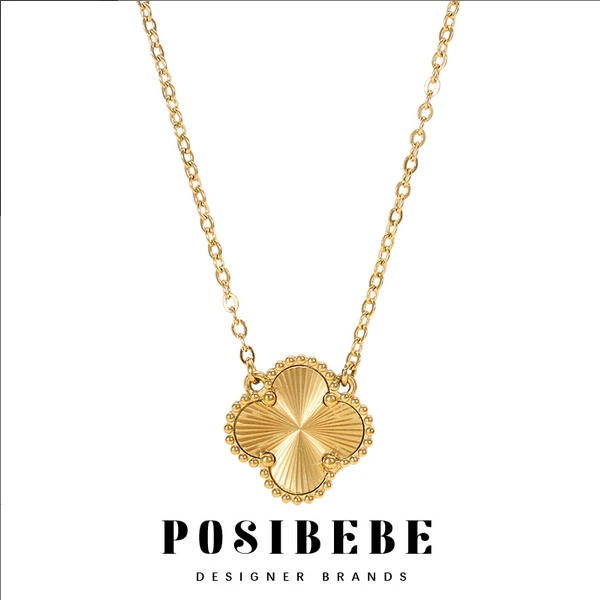 钛钢树脂项链 钛钢 POSIBEBE 镭射四叶草百搭项链