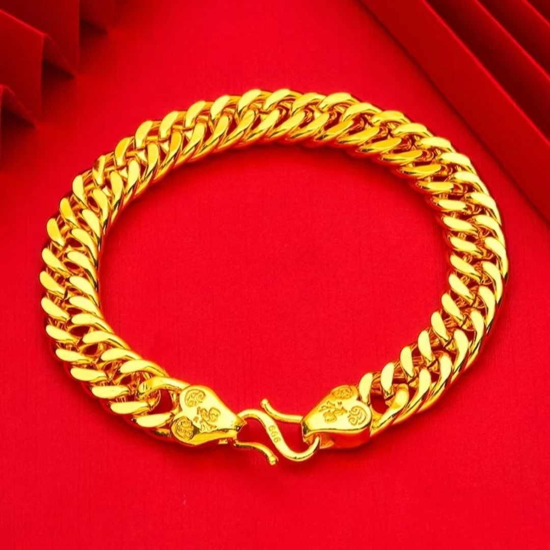 合金手链 合金手链 [老板手链]经典百搭潮流气质精美金色光面实心