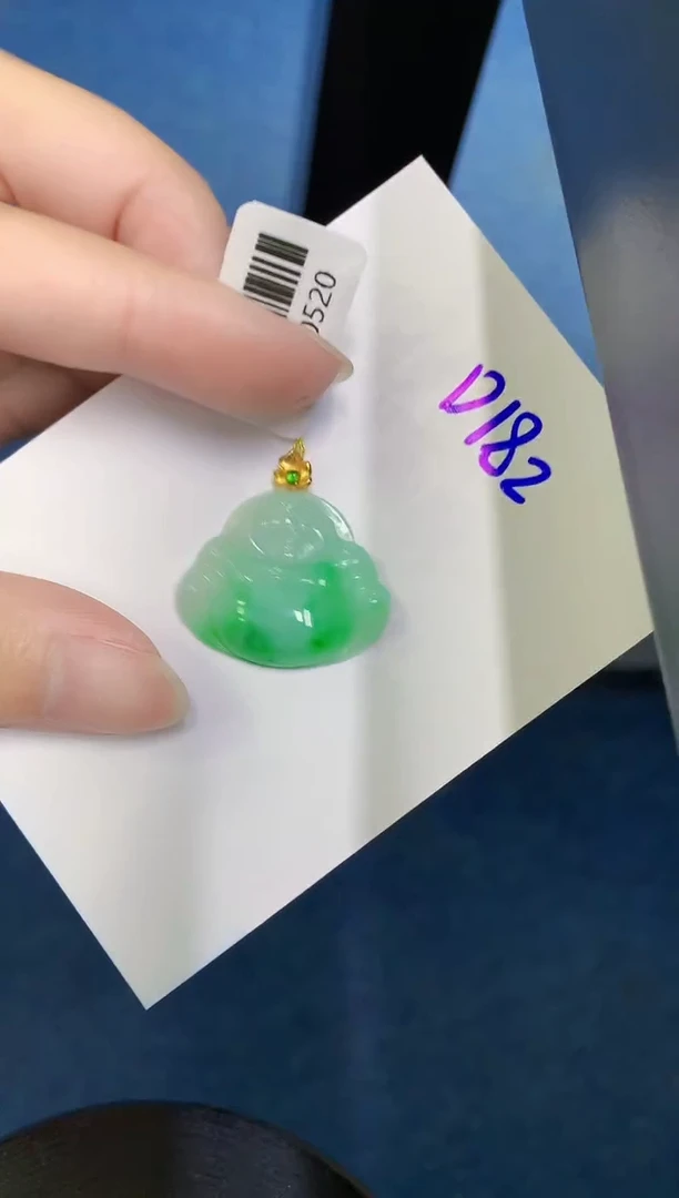 翡翠18K金镶嵌颈饰天然緬甸A貨翡翠
