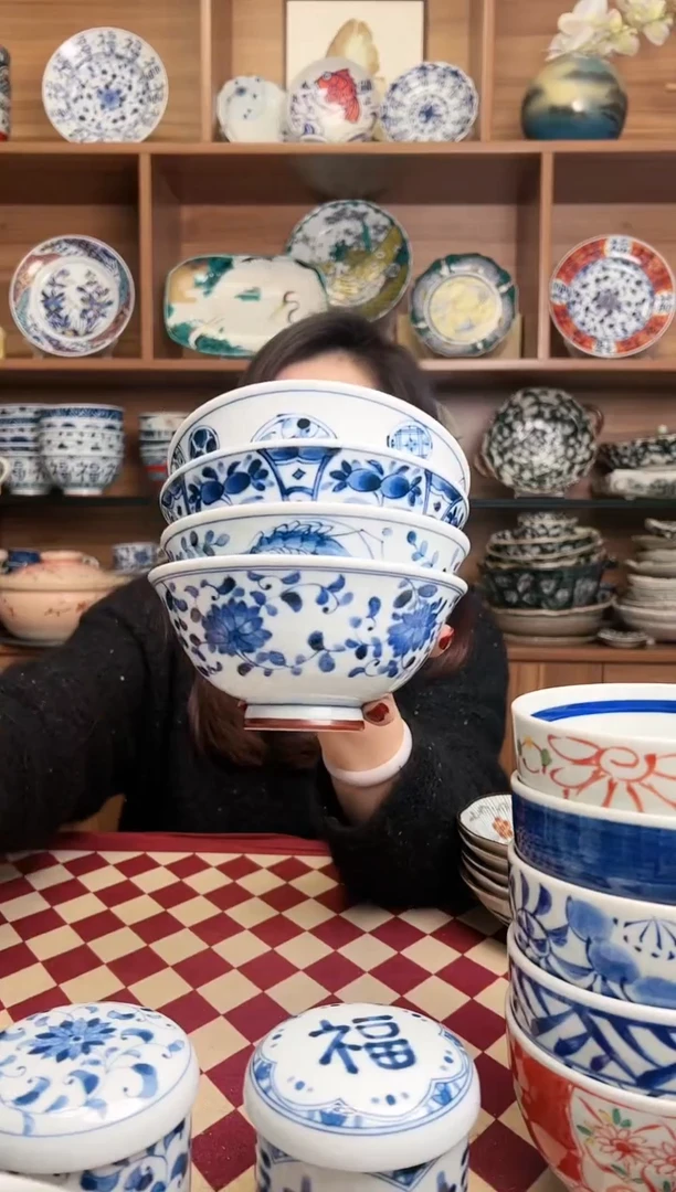 【闪购商品】瓷片蓝凛堂14cm茶渍碗 4只装混搭