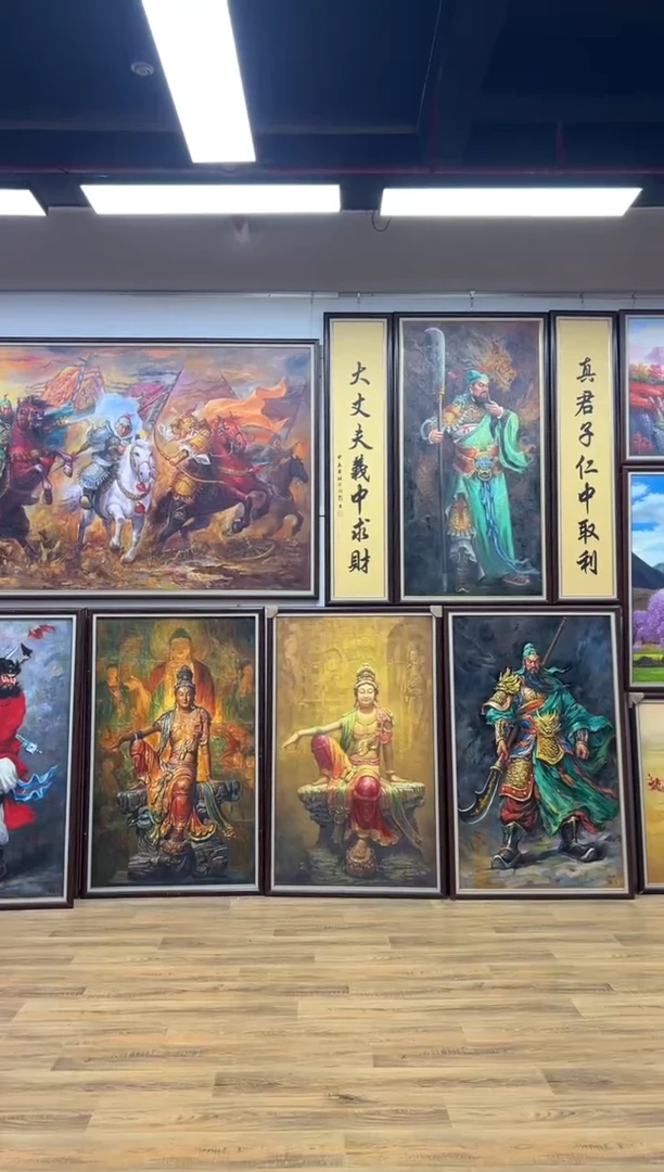 油画深**鱼钟馗办公室客厅茶室玄关走廊家居版画挂画客厅挂画油画