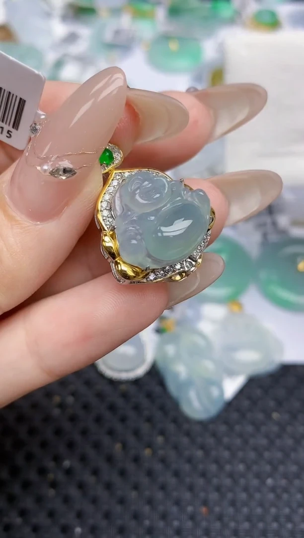 颈饰银S925镶嵌翡翠191   天然翡翠A货  百元以上9米证书费自理