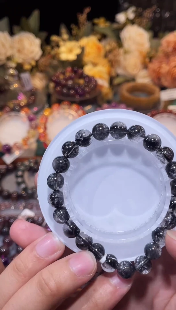 未镶嵌手链水晶黑银钛8m+