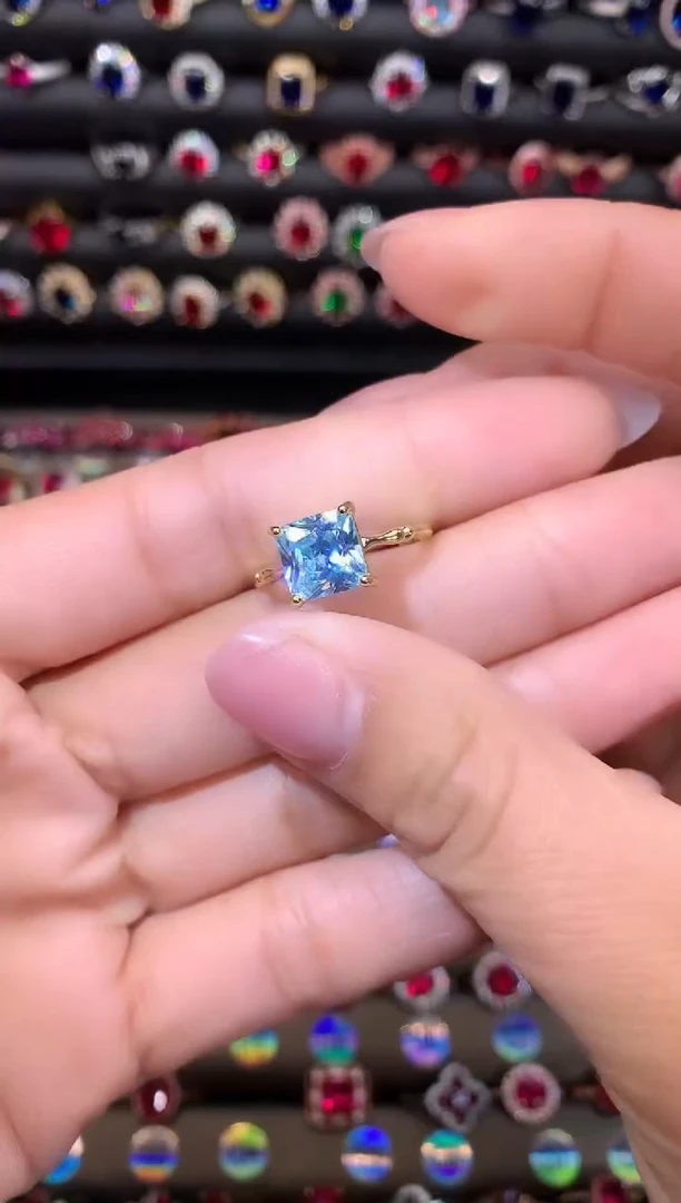 【闪购商品】海蓝宝石戒圈银S925镶嵌金