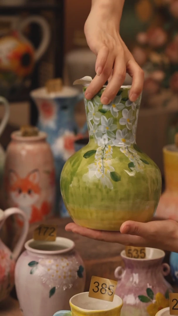 陶瓷420景德镇设计师手作花器摆件侘寂风