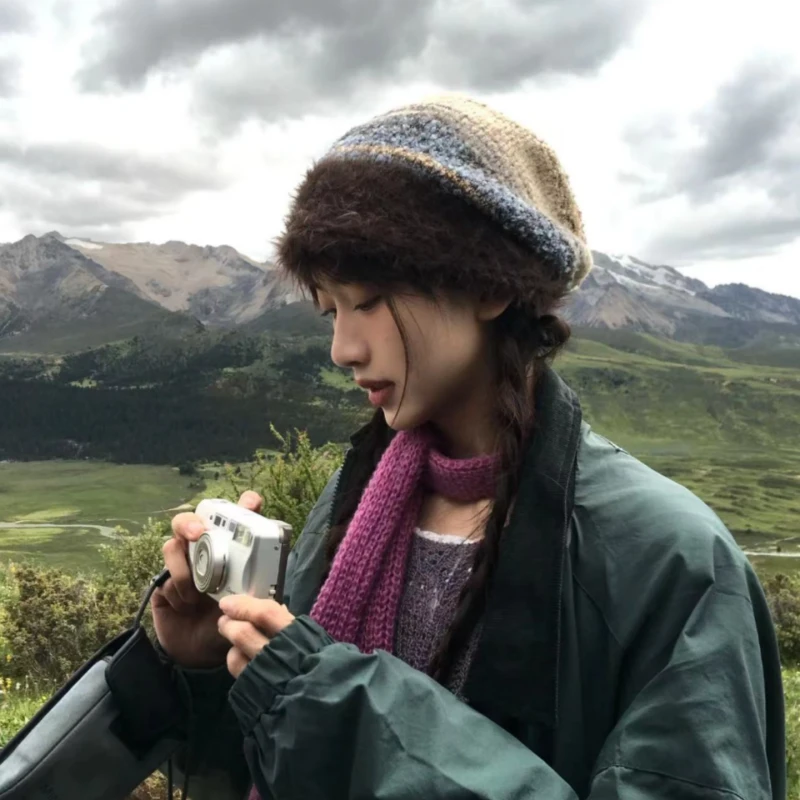堆堆帽子女款秋冬季大头围显脸小美拉德包头保暖针织冷帽月子帽女