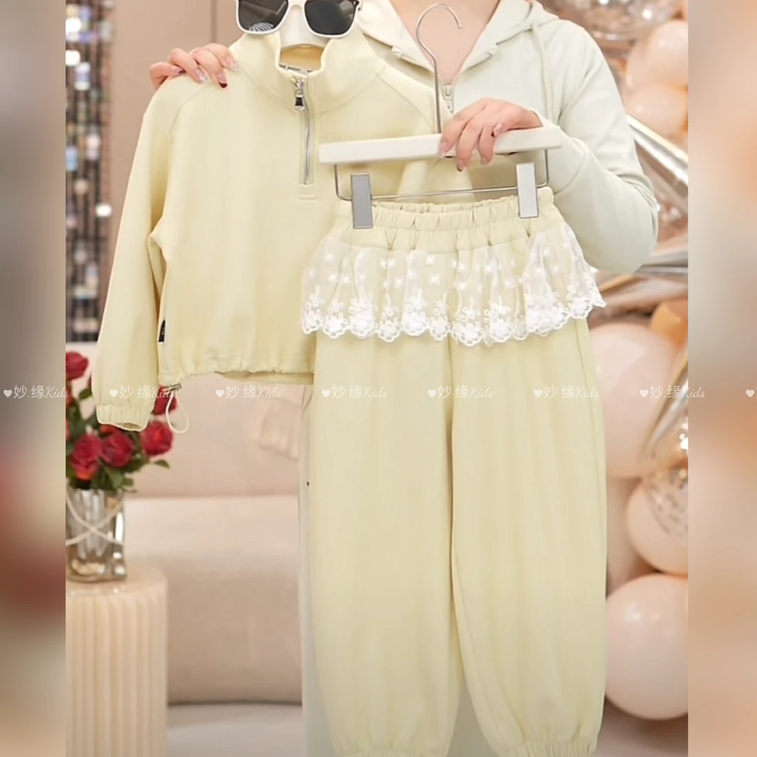 女童装时髦洋气套装2025春装新款女大童韩系穿搭一整套卫衣运动服