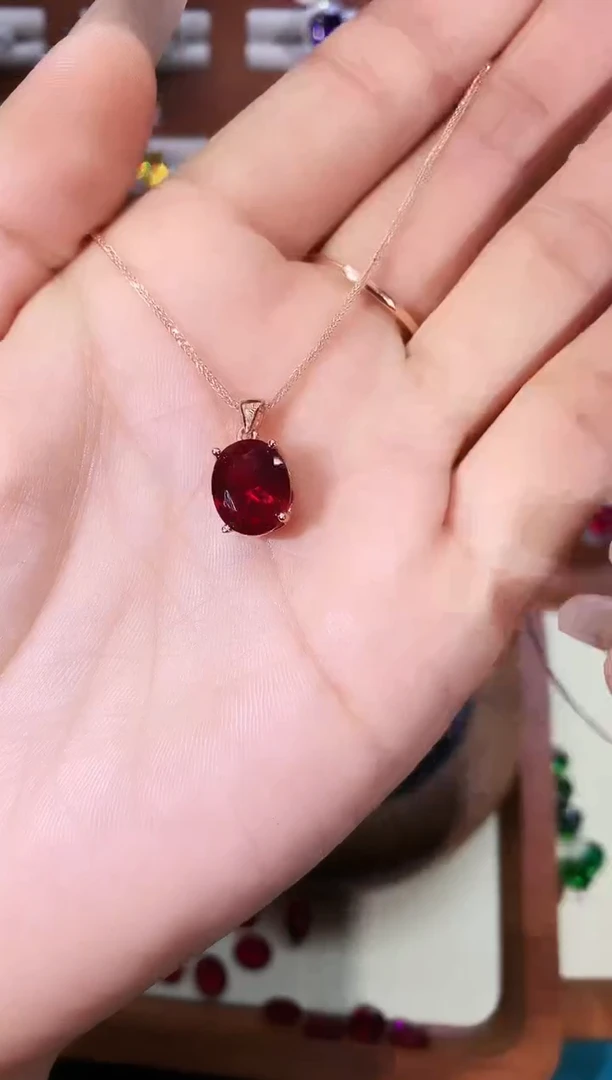 无吊坠925银酒红色吊坠玫瑰金911