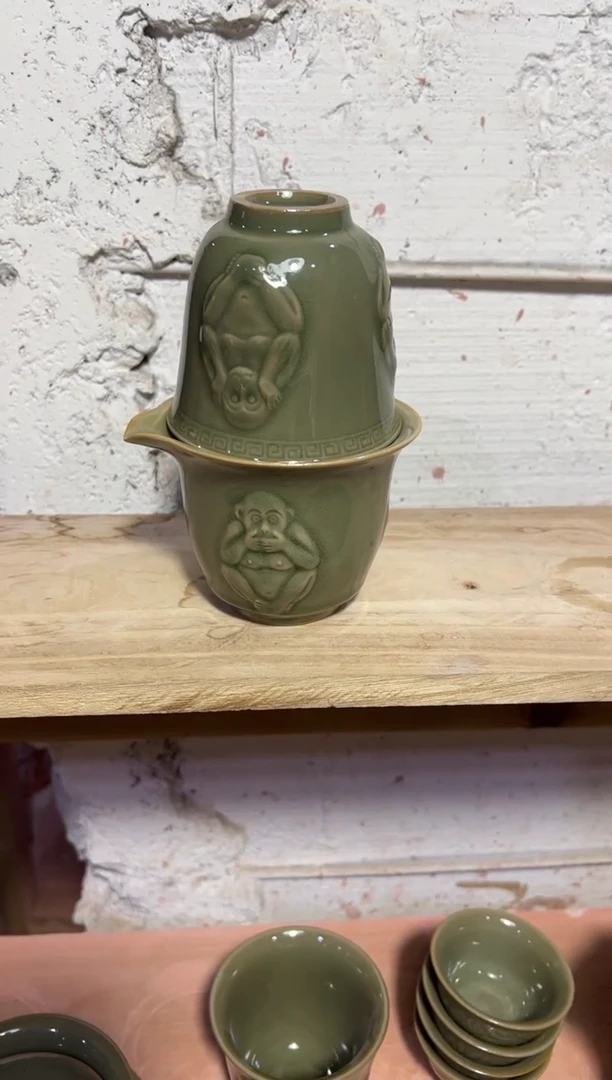 微瑕耀州窑三不猴快客+三不猴大杯