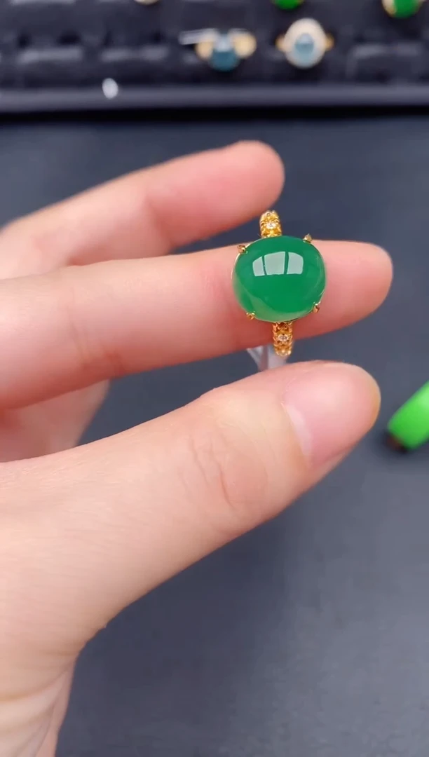 银S925镶嵌戒指翡翠天然a货翡翠261