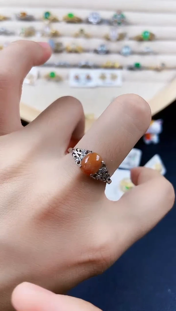 翡翠戒指银S925镶嵌41689