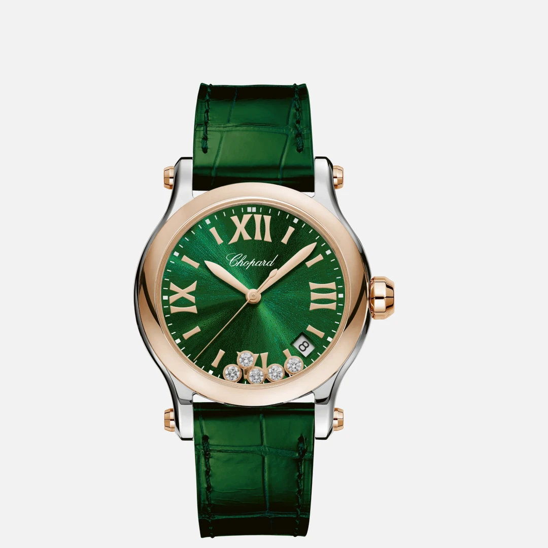 99新 Chopard/萧邦 快乐钻七钻36表径278582-6005石英绿盘36表径