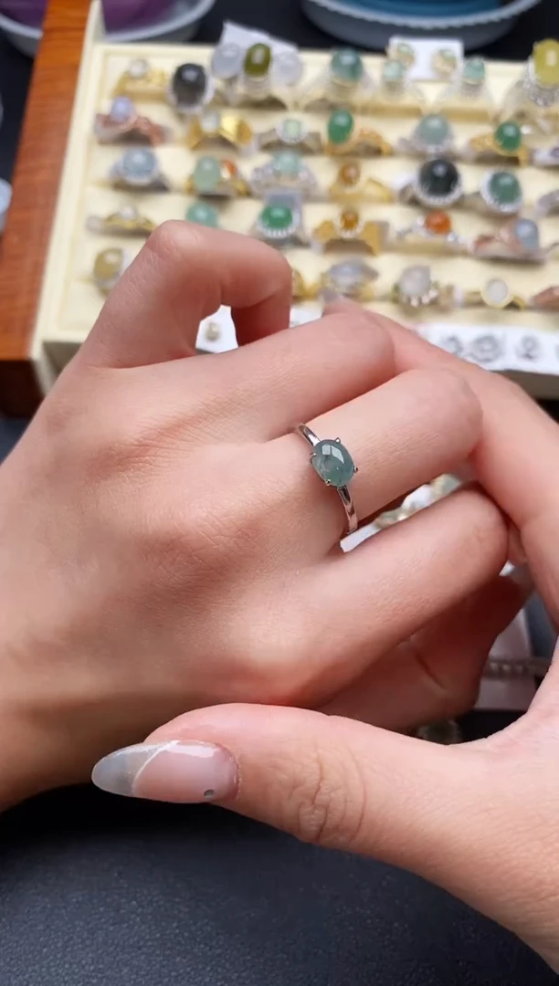 【闪购商品】翡翠戒指银S925镶嵌33333333+5