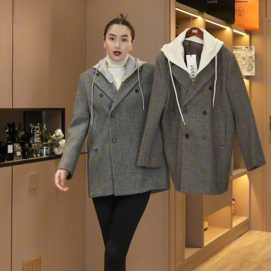 2024秋冬新款连帽外套（娜姐推荐）时尚设计拼接秋冬显瘦百搭