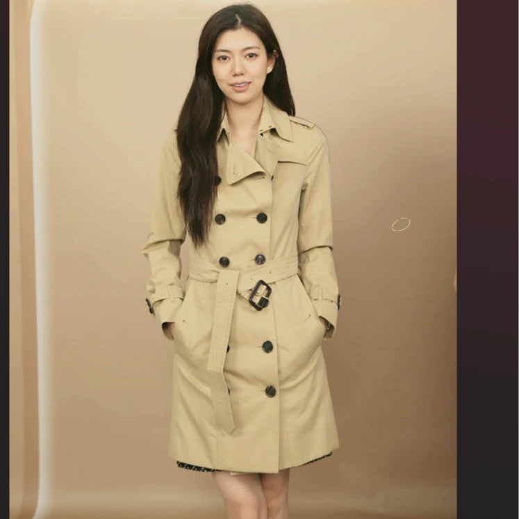 95新 BURBERRY/博柏利 米色风衣 38 码/250909WYY9R41