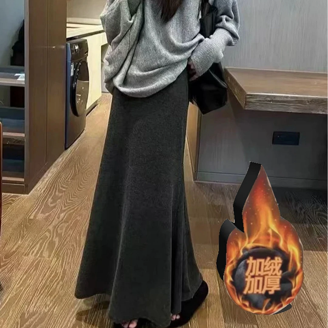 【加绒加厚】【两个裙长】鱼尾半身裙女秋季2025新款高腰显瘦a字裙子