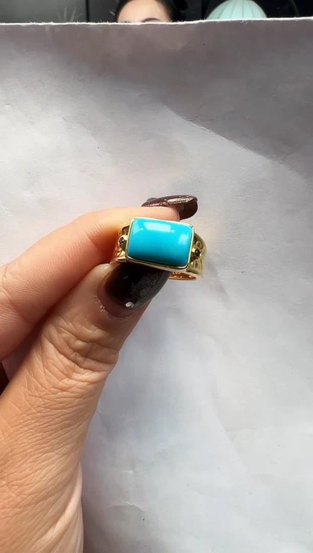 银S925镶嵌绿松石戒指29