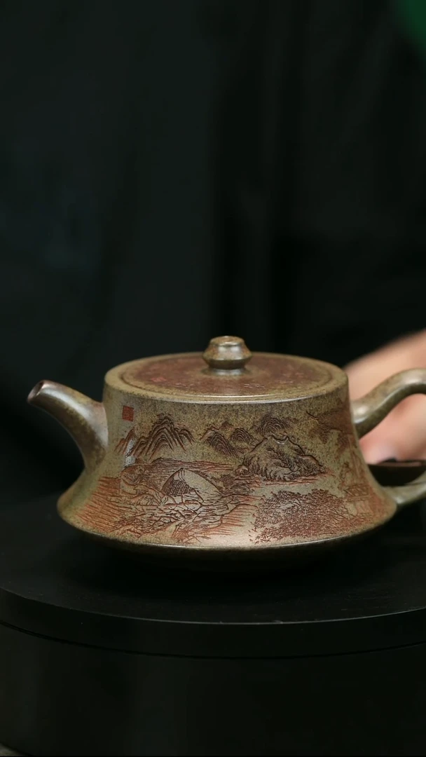 茶壶紫砂有*山H2015李琴段泥山水柱础