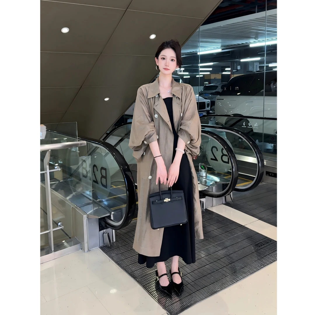 LOSA ROSA轻薄防晒风衣女春夏新款松弛感罩衫宽松中长款外套