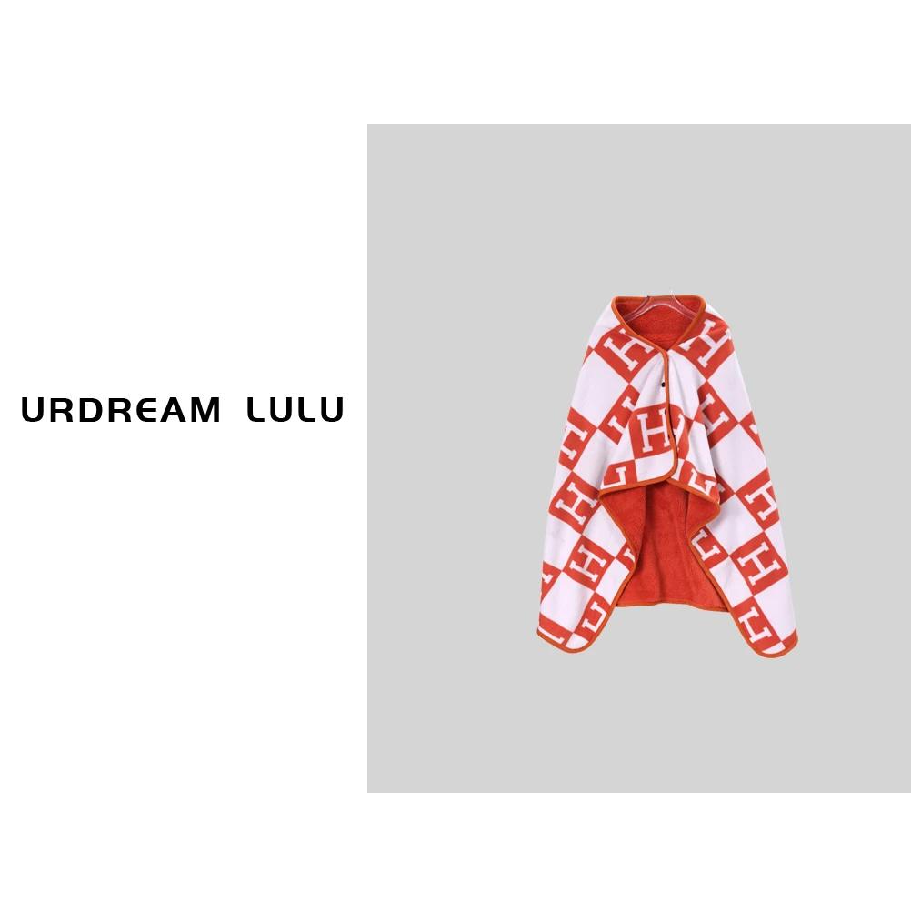 简约多功能毯方格字母披肩毛毯-K7