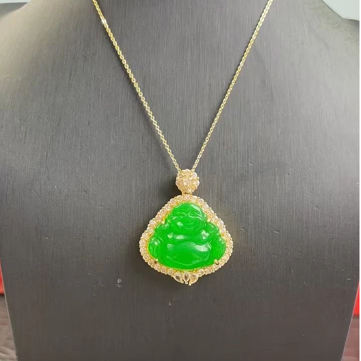 翡翠佛公吊坠E09