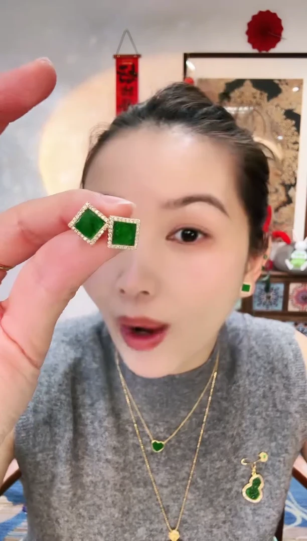 【闪购商品】翡翠耳饰银S925镶嵌耳饰