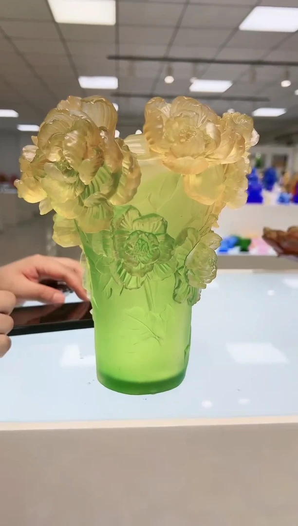 【闪购商品】茶宠古法琉璃牡丹花花瓶