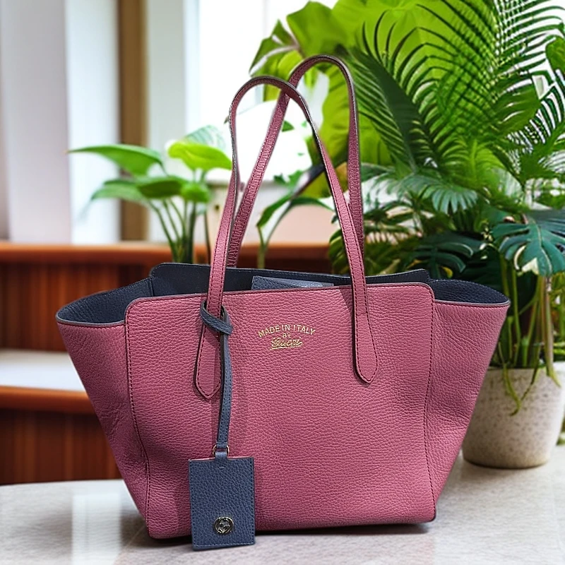 95新 GUCCI/古驰 粉色托特单肩包 1182 6958