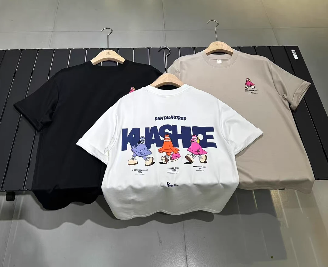 2025年新款夏季潮牌时尚印花短袖t恤男士潮流百搭半袖圆领体恤衫