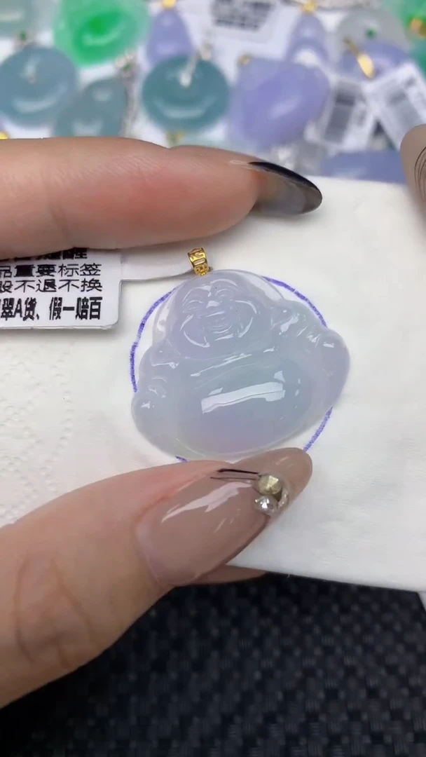 颈饰18K金镶嵌翡翠天然缅甸翡翠a货百元以上9元证书费自理