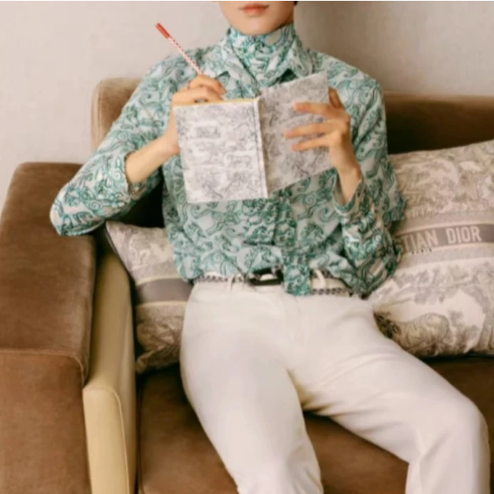 全新未使用 DIOR/迪奥 Dior Kenny 联名款绿色海马长袖T恤 114258