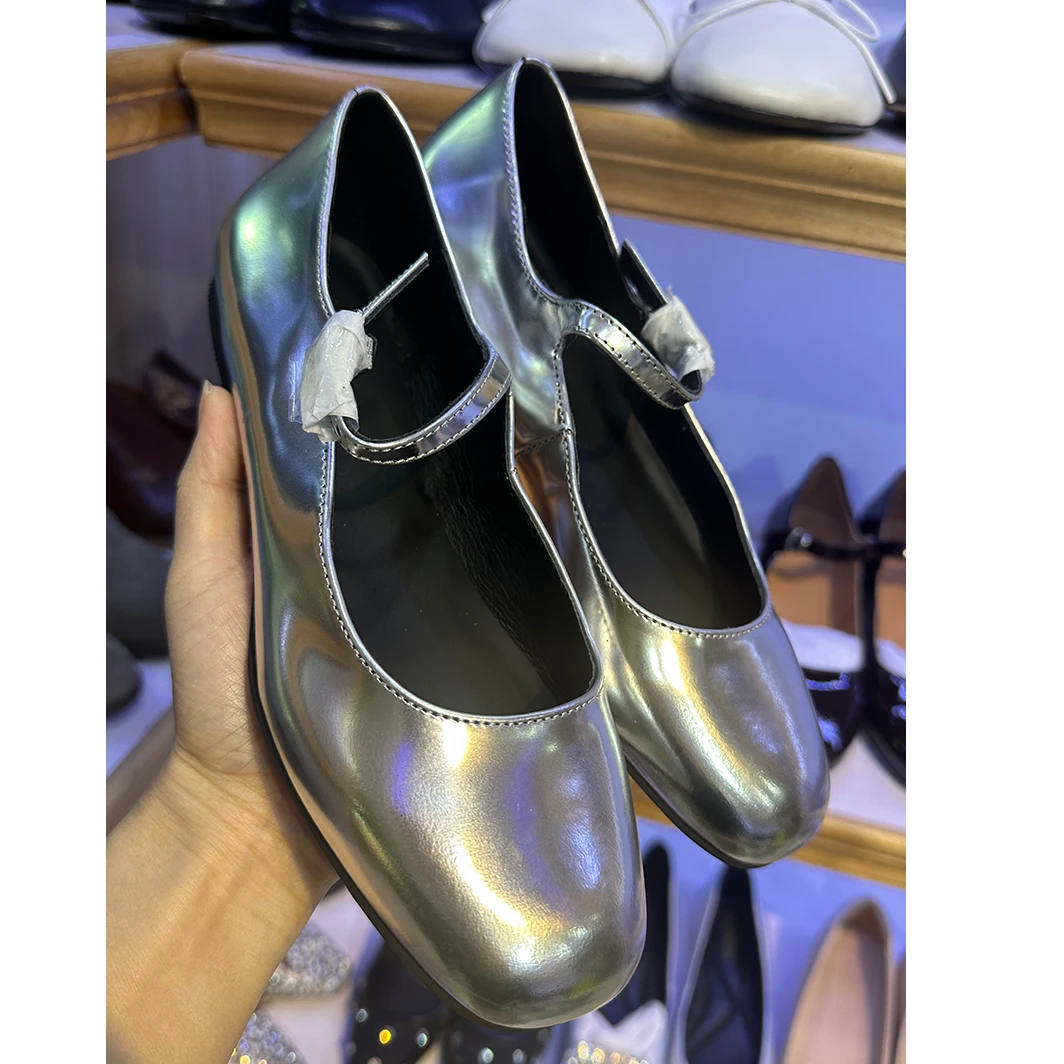 外贸真皮平底玛丽珍女鞋