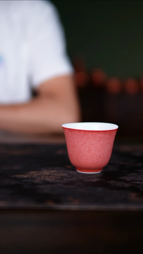 杯子问**酒景德镇纯手工陶瓷豇豆红