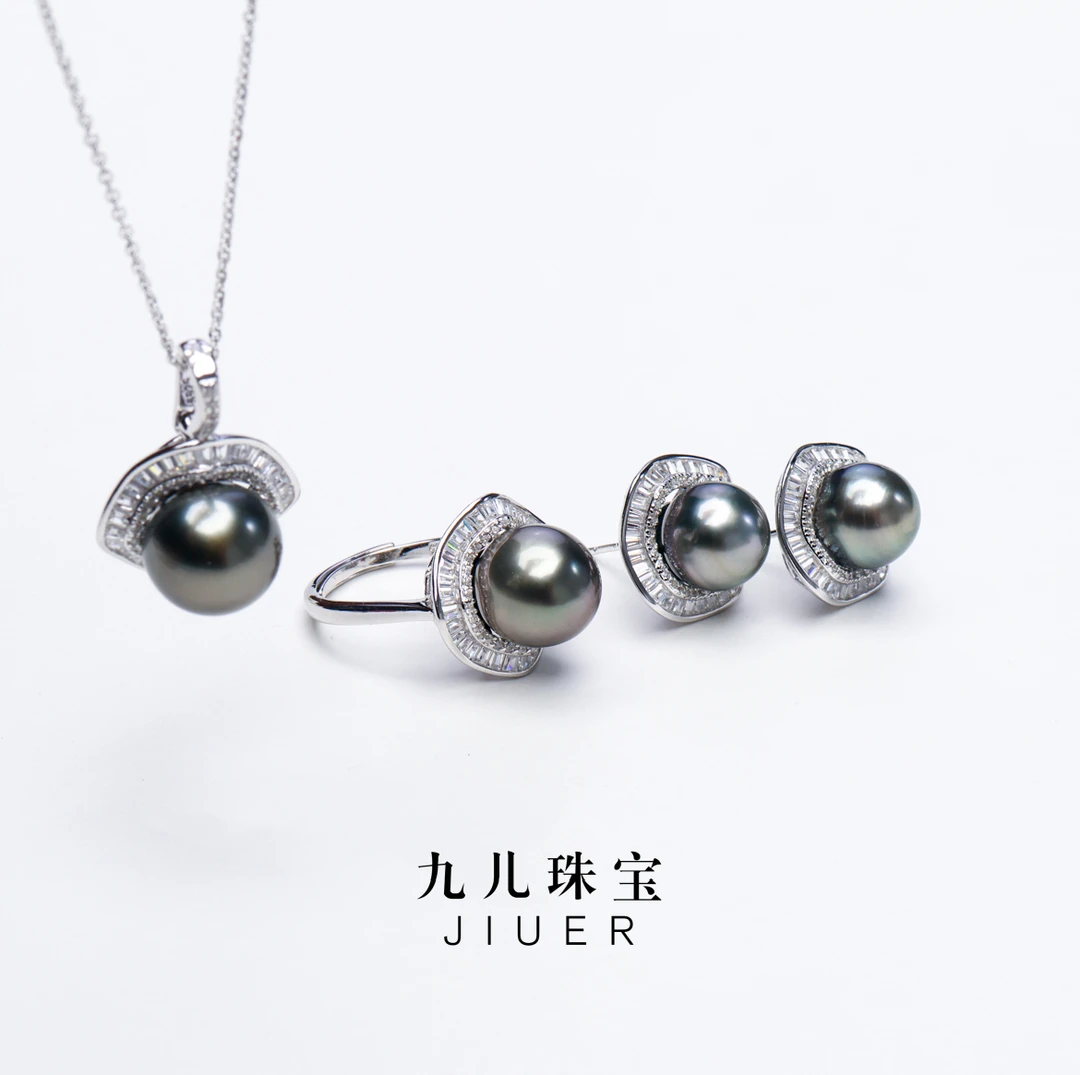 【九儿真珠】S925银 大溪地套装 9-11mm（多样性发1）X877