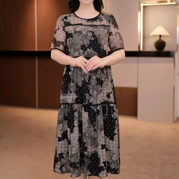 25年夏款大码女装连衣裙加肥加大收腰【Y】 SXE-25-3109