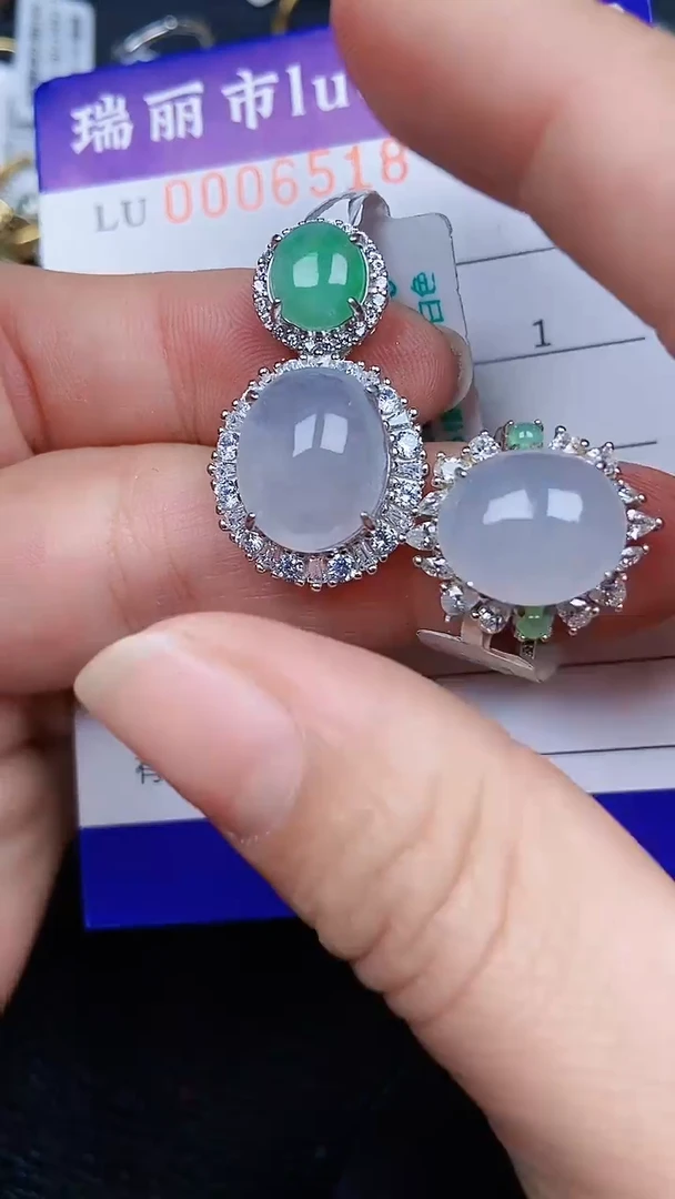 颈饰银S925镶嵌翡翠6518